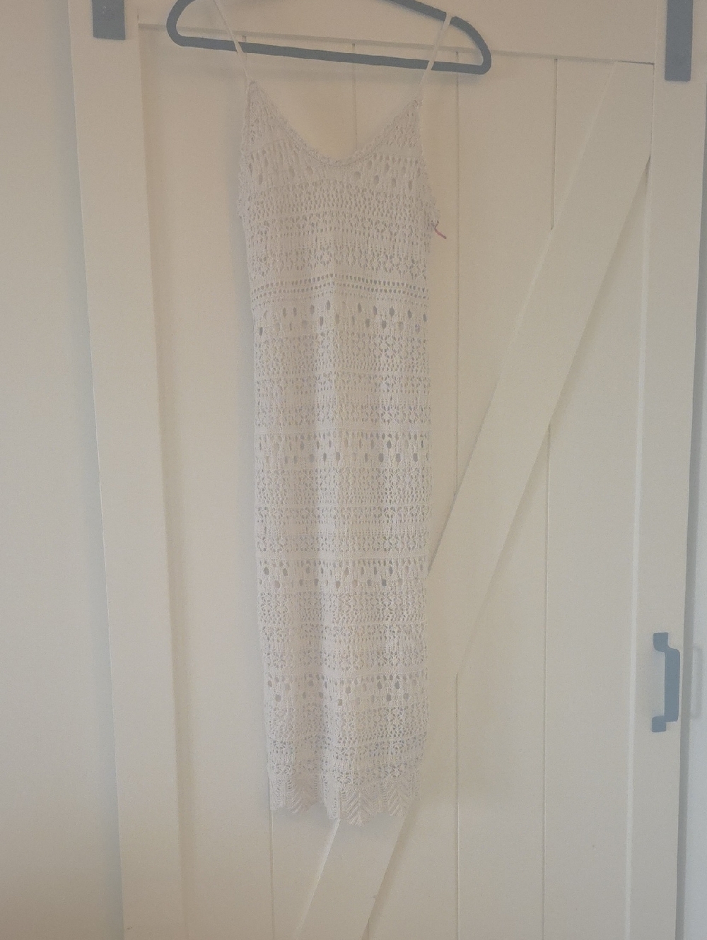 Cream Crochet Maxi Dress with Spaghetti Straps